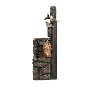 Fontana d'Acqua a Due Livelli per Esterni con Design di Animali del Bosco, 38,1x35,8x67 cm, con Luce e Pompa, Elemento Decorativo - Product Image 2
