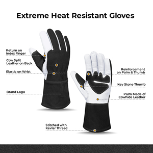 Gants de sécurité de soudage personnalisés de qualité supérieure, résistants à la chaleur pour travaux métalliques, durables, antidérapants pour écran. - Product Image 4