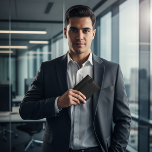 Portefeuille fin pour homme WRIZA RFID Safe |   Portefeuille minimaliste en cuir véritable 6 compartiments |   Design compact et élégant pour un usage quotidien, ouverture courte - Product Image 3