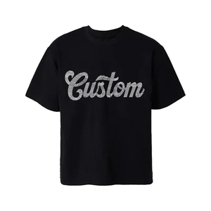 Camiseta de punto ligera personalizada con pedrería, 100% algodón, estilo streetwear ecológico, corte holgado, con costuras en el entrepierna para hombre - Product Image 3