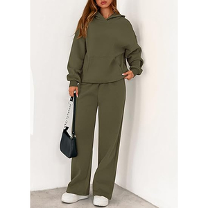 Conjunto de Sudadera con Capucha Oversize para Mujer y Pantalones Anchos de Pierna Ancha, Estilo Casual Athleisure, 2 Piezas - Product Image 6