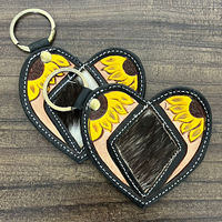 Nouveau porte-clés en cuir de vachette véritable fait main avec logo personnalisé, porte-clés artisanal en forme de cœur de style western, cadeau boutique, vente en gros