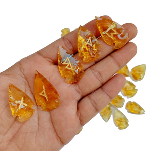 Juego de runas de punta de flecha de obsidiana amarilla de alta calidad, runa de cristal, energía Wicca, piedra natural para adivinación y meditación intuitiva - Product Image 2