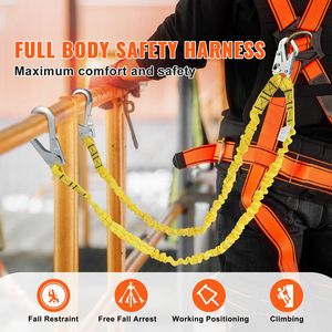 Cordino di Sicurezza in Alluminio da 38mm, Protezione Anticaduta 6ft, 2 Ganci a Scatto in Acciaio, Cintura di Sicurezza Retrattile per Esterni/Interni - Product Image 2