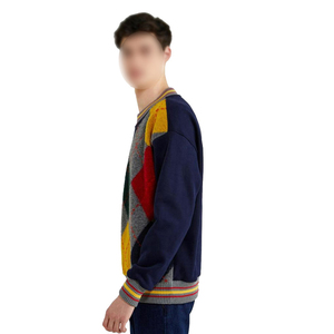 Pull en tricot à col rond pour homme, motif Argyle, coupe classique, sweat-shirt décontracté, gris, jaune, rouge, bleu marine, vêtements d'automne - Product Image 3
