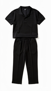 Custom New Men's Polo Shirt and Pants <b>Set</b> Short Sleeve Solid <b>Colour</b> Casual Wear Summer Knitted Fabric Elastic Waist - Product Image 5