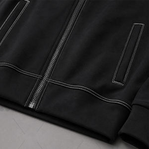 Conjunto Deportivo Colorblock Negro con Sudadera con Capucha y Cremallera y Pantalones, Ropa Deportiva Urbana con Logotipo Personalizado - Product Image 5