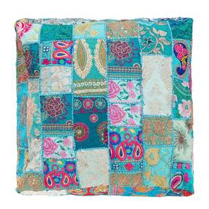 Housse de coussin carrée bohème en patchwork, broderie artisanale, coton, polyester, lin, décoration intérieure - Product Image 5