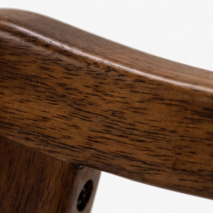 Chaise de salle à manger rembourrée minimaliste moderne, fauteuil en bois de teck, tissu microfibre beige pour meubles de maison, salle à manger - Product Image 4