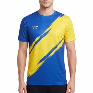 เสื้อยืดกีฬาผู้ชายแบบสั่งทำพิเศษ พิมพ์ลายแบบซับลิเมชั่นเต็มตัว ระบายอากาศได้ดี แขนสั้น เหมาะสำหรับออกกำลังกาย วิ่ง และฝึกซ้อม - Product Image 5