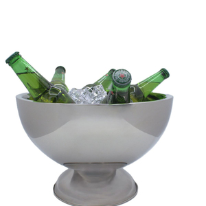 Aluminum Wine Bowls Metal Ice Bucket With Ring Handles Silver <b>Hammered</b> Finish Decorative Champagne Cooler For Bar & Party - Product Image 3