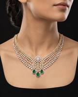 Ensemble collier ras-de-cou élégant vert émeraude inspiré des feuilles royales, avec maille en CZ et moissanite, pour femme, idéal pour mariage et occasions spéciales