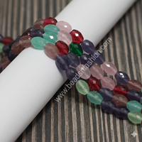 Perles en gros Beadsnfashion – Meilleure qualité, 9x7mm, pierres précieuses naturelles ovales micro-facettées Monalisa, violet/multicolore/rose/rose bébé, pour DIY