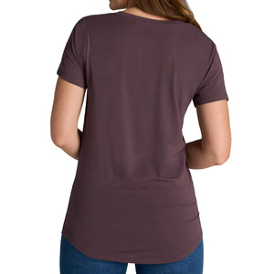Camiseta de Manga Corta con Cuello en V para Mujer, Color Sólido, Logotipo, Ropa Casual, Corte Regular, 100% Algodón Orgánico, Tejido Jersey de Secado Rápido - Product Image 4