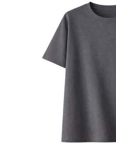 Camiseta de Mujer Personalizada en Gris Carbón con Bordado de Patchwork, Cuello Redondo, Algodón Suave, Manga Corta, Informal, Ligera, para Verano - Product Image 3