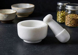 White Marble Mortar Pestle Set Heavy Duty Stone <b>Herb</b> Spice <b>Grinder</b> Garlic Masher Kitchen Tool - Product Image 3