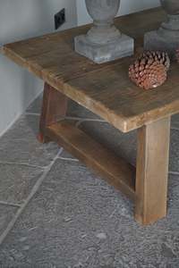 Table basse en bois rustique, meubles faits à la main de style farmhouse, décoration de style mid-century, bois naturel, maison de campagne - Product Image 3