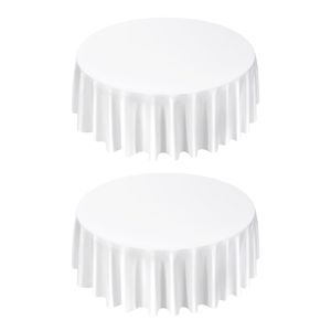 Lot de 2 nappes blanches en polyester, diamètre 120 pouces, résistantes aux taches et aux plis, lavables en machine - Product Image 1