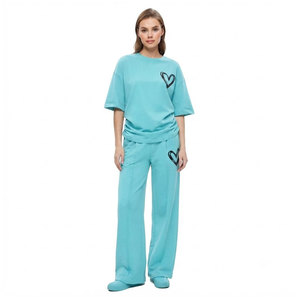 Women's 2 Piece Lounge <b>Set</b> Oversized Short Sleeve T Shirt Wide Leg Pants Casual Matching Outfit Summer Tracksuit - Product Image 1