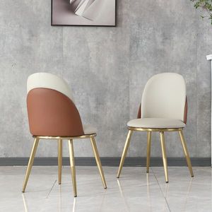 Ensemble moderne de 2 chaises de salle à manger en cuir PU avec pieds en métal doré pour salon et cuisine - Product Image 1