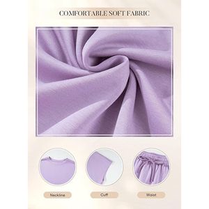 Pigiama da donna viola oversize a 2 pezzi - Taglia XL, completo morbido con top a maniche corte e scollo rotondo - Product Image 4
