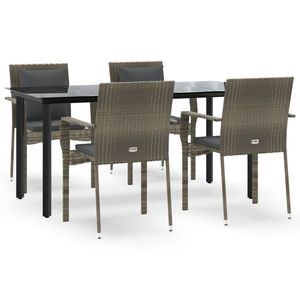 Set da Pranzo da Giardino in Rattan Grigio per 4 Persone, Resistente alle Intemperie, Design Contemporaneo - Product Image 2