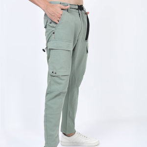 Pantalon cargo décontracté pour homme, en coton respirant, avec poches utilitaires, pour un style de vie quotidien. - Product Image 4