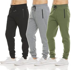 Men's Mid Waist Eco-Friendly Waterproof Fleece <b>Jogger</b> Pants with <b>Zip</b> <b>Pocket</b> Casual Sweatpants - Product Image 1