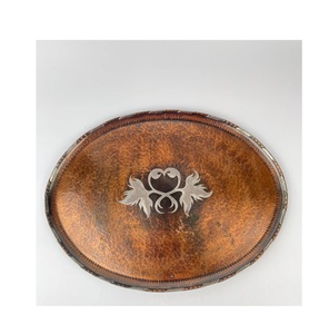 Good Finishing Round Shape Copper Serving tray/Plate Eco-Friendly Dinnerware Snacks <b>Dessert</b> Serving tray - Product Image 6