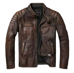 Veste en cuir pour homme, coupe-vent, chaude, pour l'automne et l'hiver, style baseball, bomber, denim, vente en gros - Product Image 1