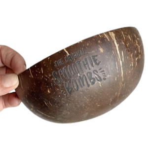 ชุดชามเปลือกมะพร้าวขัดเงาอย่างดีพร้อมช้อนไม้ ออร์แกนิค เป็นมิตรกับสิ่งแวดล้อม สำหรับสมูทตี้ สลัด อาหารเย็น ภาชนะสำหรับครัว - Product Image 1