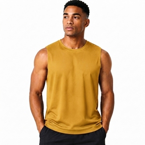 Débardeur sans manches pour homme, jaune moutarde, col rond, couleur unie, respirant, tricoté, 100% polyester, style décontracté HIGH STREET - Product Image 1