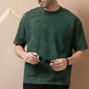 เสื้อยืดคอกลมแขนสั้นผู้ชาย สีเขียวฟอก ผ้าฝ้าย ทรงปกติ ผ้าถักเนื้อนุ่ม ระบายอากาศได้ดี สวมใส่สบาย เหมาะสำหรับใส่ทุกวัน - Product Image 2