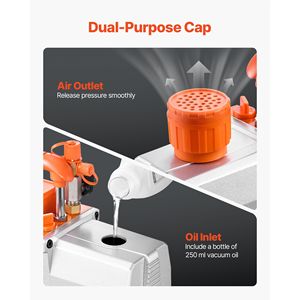 Pompa per vuoto HVAC a palette rotative a due stadi da 7 CFM 3/4 HP per auto, compatibile con R134a R22 R410a, motore a 4 poli - Product Image 5