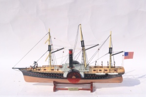 Maqueta de Barco de Madera Hecha a Mano - Réplica a Escala de Barco de Vapor Antiguo con Ruedas Laterales, Decoración de Escritorio, SS Central America - Product Image 5