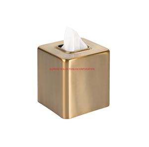 Porte-serviettes et mouchoirs en métal doré au design moderne fait à la main attrayant porte-mouchoirs en métal doré pour la maison et le bureau - Product Image 1