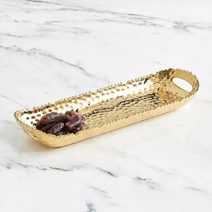 Luxury Polished Gold Brass <b>Mirror</b> Tray with Raised <b>Square</b> Handles Rectangular Decorative Metal Serving Platter - Product Image 4