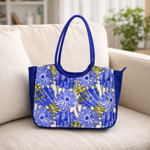 Sac fourre-tout en toile de jute bicolore personnalisé avec logo en gros |   Sac de plage et de courses réutilisable et écologique avec fermeture à bouton-pression, durable - Product Image 5