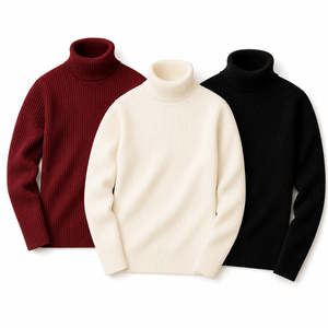 Unisex <b>Turtleneck</b> <b>Sweater</b> 100% Wool Knitted Solid Color Minimalist Regular Fit Winter Pullover Unisex - Product Image 3