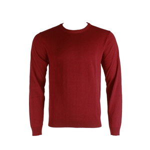 Pull en tricot à col rond rouge pour homme, coupe classique, couleur unie, décontracté, manches longues, vêtements d'automne - Product Image 1