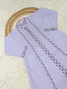 Tela de muselina de algodón y seda pura, color hermoso, con bordados elaborados, estilo Kurti para oficina y fiestas especiales, y venta al por mayor. - Product Image 6