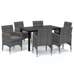 Juego de Comedor de Aluminio Negro con Sillas Grises y Cojines Gris Oscuro para Jardín - Product Image 2