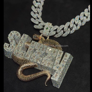 Pendentif personnalisé en argent 925 VVS diamant Hip Hop lettre pendentif chaîne à maillons pour rappeur bijoux fins pendentifs et breloques - Product Image 6