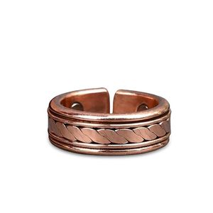 Fashionable Copper Magnetic Ring – Stylish <b>Braided</b>-Pattern Wrist Jewelry Adjustable Therapeutic <b>Accessory</b> for Joint Comfort - Product Image 4