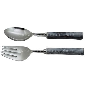 Poignée en pierre de marbre avec acier inoxydable outils à main à salade de haute qualité vaisselle de cuisine serveur à salade accessoires de cuisine - Product Image 1