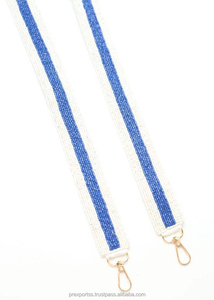 Multicolor Beaded Cotton <b>Strap</b> Handmade Custom Striped Gameday Bag <b>Adjustable</b> Embroidery Purse Shoulder Belt Trendy Bag Hanger - Product Image 3