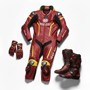 Kit de course moto sur mesure |   Combinaison en cuir à haute ventilation, bottes professionnelles antidérapantes et gants de motard en cuir de vachette - Product Image 3