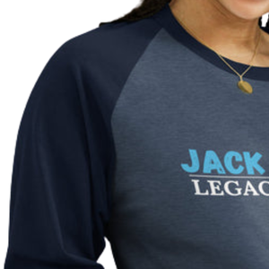 T-shirt de baseball unisexe Legacy Maker à manches 3/4 raglan en denim chiné/bleu marine, avec manches contrastantes, décontracté, en mélange de coton, style athlétique - Product Image 3