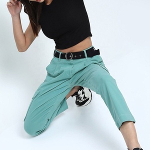 FITME SPORTS Custom Womens Casual High Straight Tapered Cargo Pants Breathable Eco-Friendly Lightweight 100% Cotton Fabric - Product Image 5