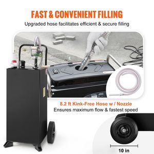 Portable 30 Gallon Gas Caddy with Wheels Manual Transfer Pump for Hand <b>Carts</b> & Trolleys for Gasoline & Diesel Fuel <b>Storage</b> - Product Image 4